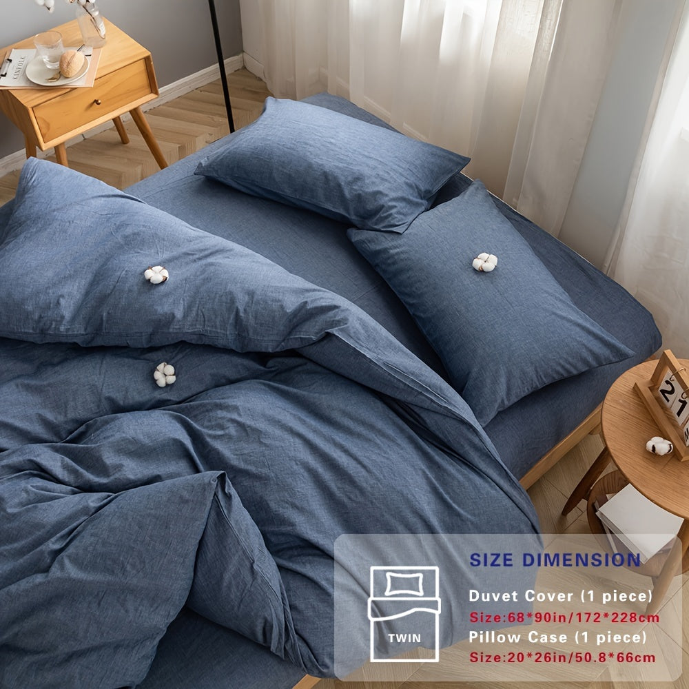 100% Washed Cotton Duvet Cover Set – Breathable, Durable & Ultra-Soft Comfy Bedding Set for All Seasons, Multiple Sizes & Colours
