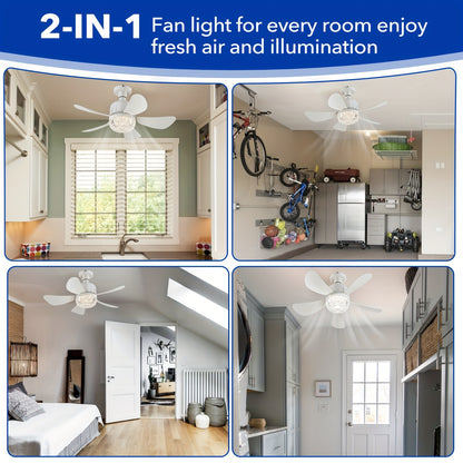 Socket Fan Light E26/E27 Screw-In Ceiling Fan with Light & Remote – Dimmable Small Ceiling Fan Bulb Replacement, Easy Install for Bathroom, Bedroom, Kitchen & Living Room Canada, Modern Style