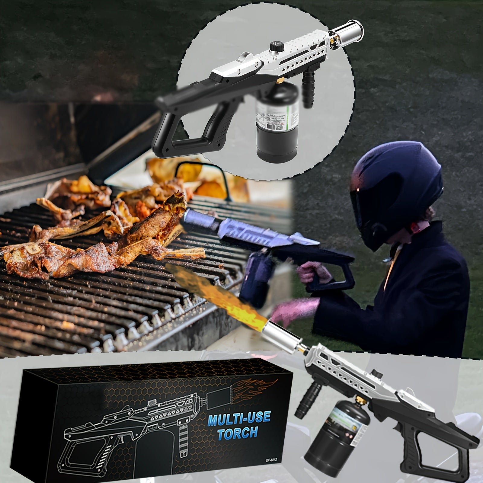 Propane Torch Gun with Adjustable Flame – High-Power Blow Torch for BBQ, Fire Pit, Campfire Starter, Weed Burning & Culinary Use | Lightweight Rifle-Style Design, Fun Outdoor Gift (Tank Not Included)