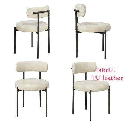 Mid-Century Modern Dining Chairs with Boucle Fabric & Thick Cushions – Rounded Back Upholstered Accent Chair with Sturdy Metal Legs for Dining Room Living Room