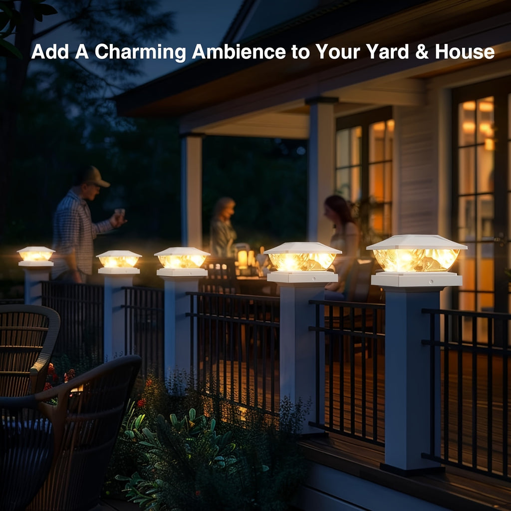 12/8pcs Outdoor Solar Column Cover Light Bright 2 Modes LED Solar Fence Deck Light for 3. 5x3. 5 4x4 4. 5x4. 5 5x5 Wood Posts, Solar Light for Garden Porch Patio Stair Decoration