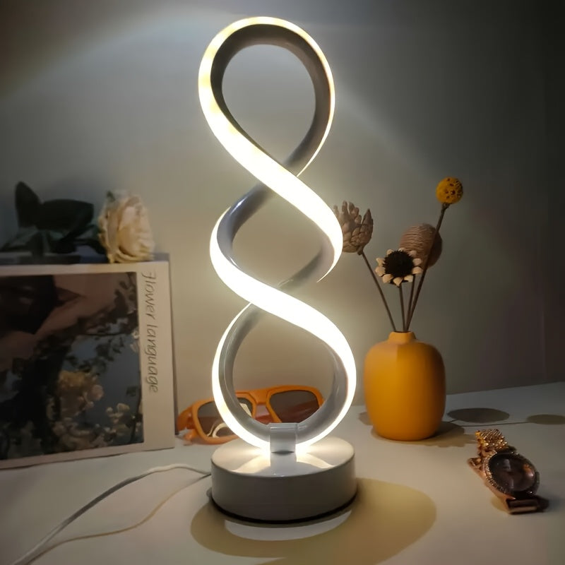 1/2pcs Spiral LED Table Lamp, Dimmable Modern Push Button Control Desk Light, 10 Adjustable Brightness, Metal Power Supply, Indoor Use for Bedroom, Living Room, Office, Home Decor, Perfect for Birthdays, Christmas, Valentine's, New Year Gift