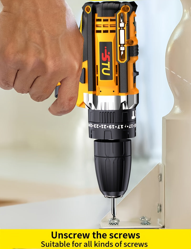 21V Cordless Portable Rechargeable Hand Drill, Lithium Impact Drill, Household Hand Drill Charging Tool, Lithium Battery Multifunctional Impact Pistol Drill, Electric Screwdriver