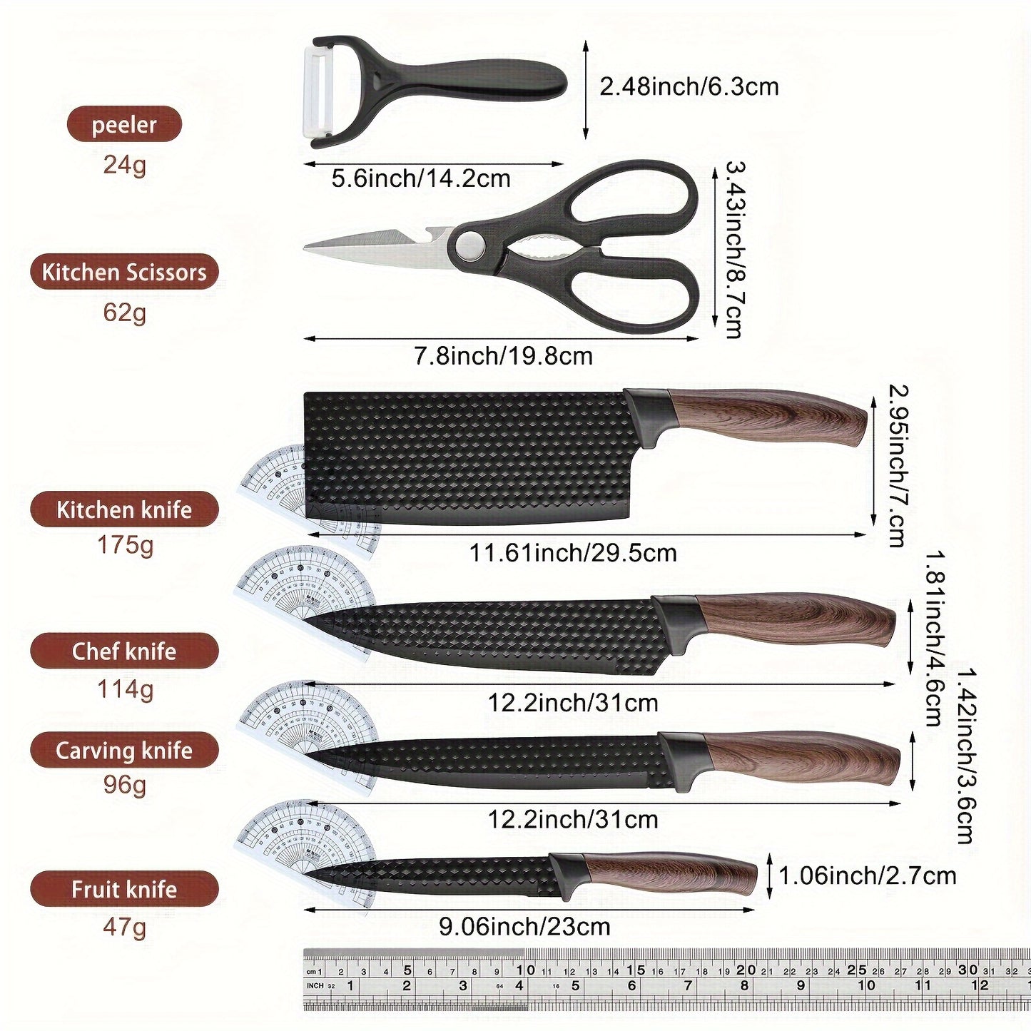 6-Piece Kitchen Knife Set – Ultra-Sharp Stainless Steel Blades & Non-Slip Handle | Chef Knife Set for Home Cooking, Camping & BBQ | Father's Day Gift Box | High-End Kitchen Knives | ShopVora CA