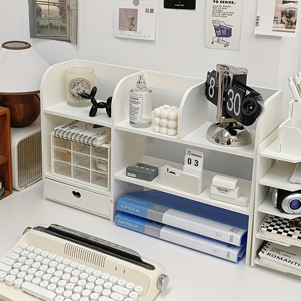 Desktop Storage Box, Multi-Level Shelves, Rectangular Office Supplies And Cosmetics Storage Cabinet, Spacious Workspace Solution Makeup Organizer