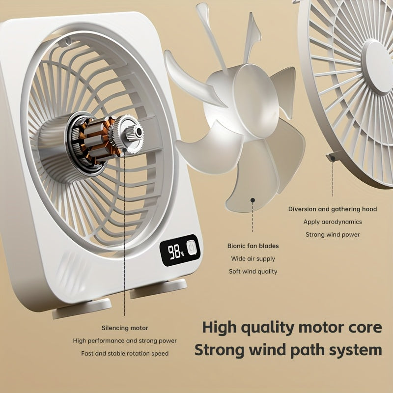 Five Speed Wind Speed Adjustment, Screen Can Display Battery Level, Manual 180 ° Adjustment Up And Down, Desktop USB Fan