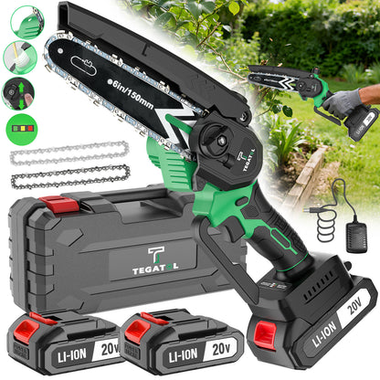 Cordless Electric Chainsaw 10 Inch or 6 Inch 20V with 2x4.0Ah Lithium Batteries, 2 Chains & Charger - Efficient Cutting for Wood Trimming, Woodworking, Landscaping & Yard Pruning