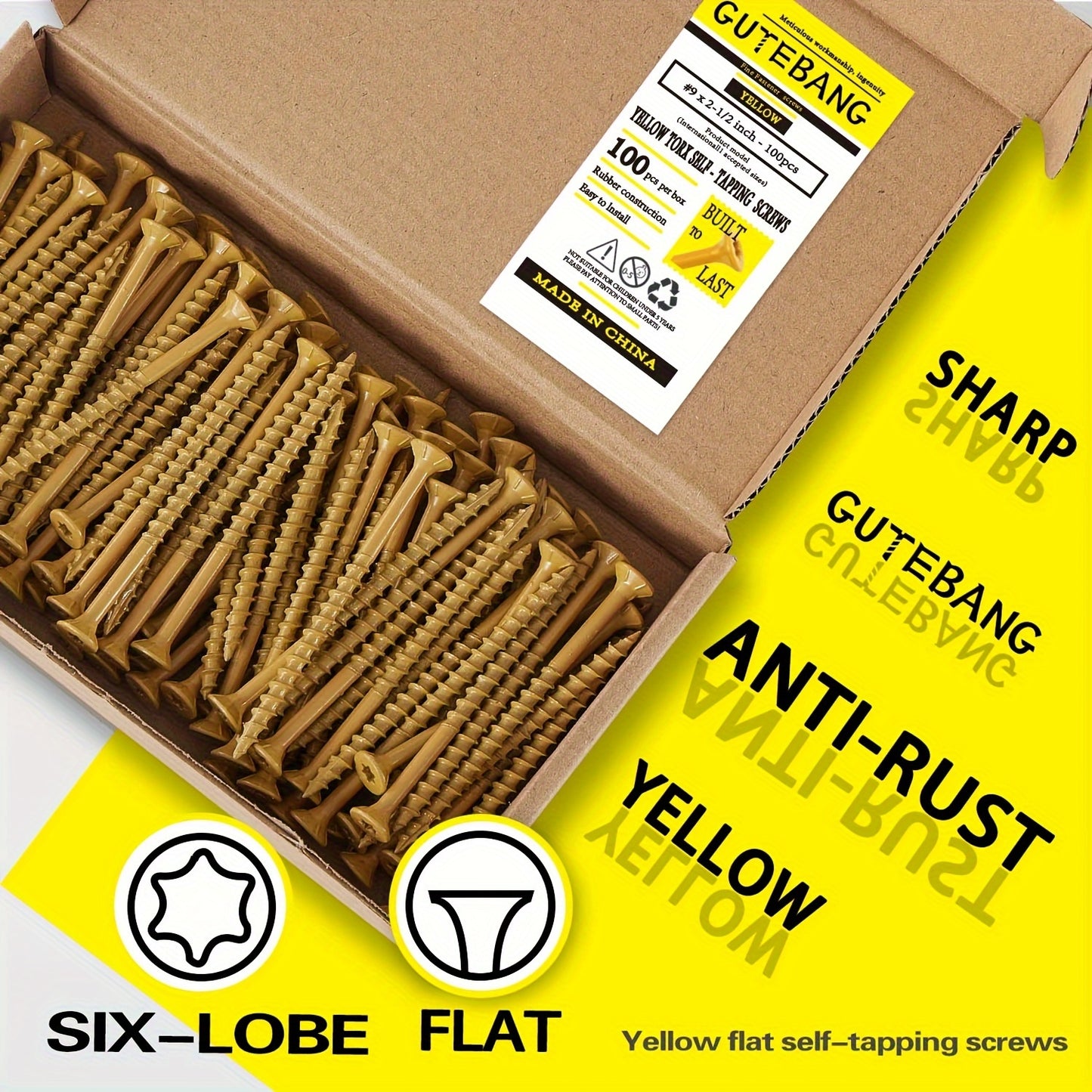 Decking Wood Screws 100-Pack – Sizes #8, #9 & #10, Rust-Resistant Epoxy Coated, Torx/Star Drive Head | Self-Drilling Outdoor Screws for Deck, Fence & Construction | ShopVora CA