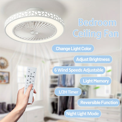 19-Inch Flush Mount Ceiling Fan with Light & Remote – 6 Wind Speeds, 41W LED, Reversible Motor for Bedroom, Kids Room & Living Room – Low Profile Ceiling Fan