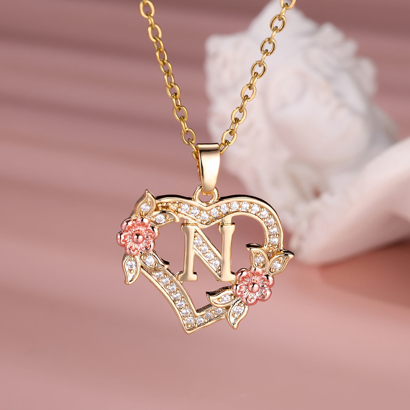 S925 Sterling Silver Heart Pendant Initial Letter Necklace for Women – Moissanite Sparkling, Personalized A-Z Name Jewelry, Birthday & Holiday Gift