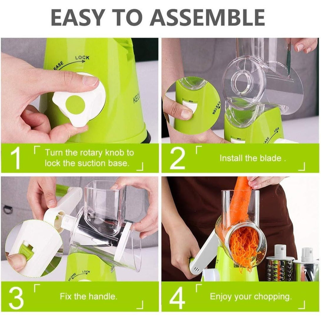4pcs Multi Functional Hand Cranked Vegetable Cutter, Household Kitchen Manual Vegetable Machine, Slicer, Slicer, Drum Type Vegetable Cutter