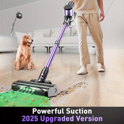10-in-1 Cordless Stick Vacuum Cleaner with Green Light Detection, Anti-Tangle Brush, 45-Min Runtime, 3 Suction Modes – Lightweight Rechargeable Vacuum for Hardwood Floor, Carpet & Pet Hair