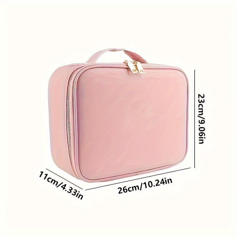 Makeup Bag With Mirror Of LED Lighted, Travel Makeup Train Case Cosmetic Bag Organizer With Mirror And Lights, Make Up Bag With Light Up Mirror Adjustable Divider Brush Board, Christmas Halloween Thanksgiving Gift