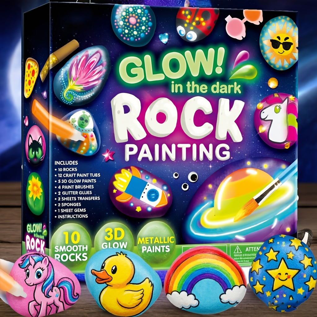 90+ PCS Rock Painting Kit Toys For Kids, Glow In The Dark Rock Kit, Gift Toy, Arts And Crafts For Kids Age 6+, Art Supplies Toy, Kids Craft Paint Kits, Christmas, Easter, Birthday Party Gifts For Boys And Girls