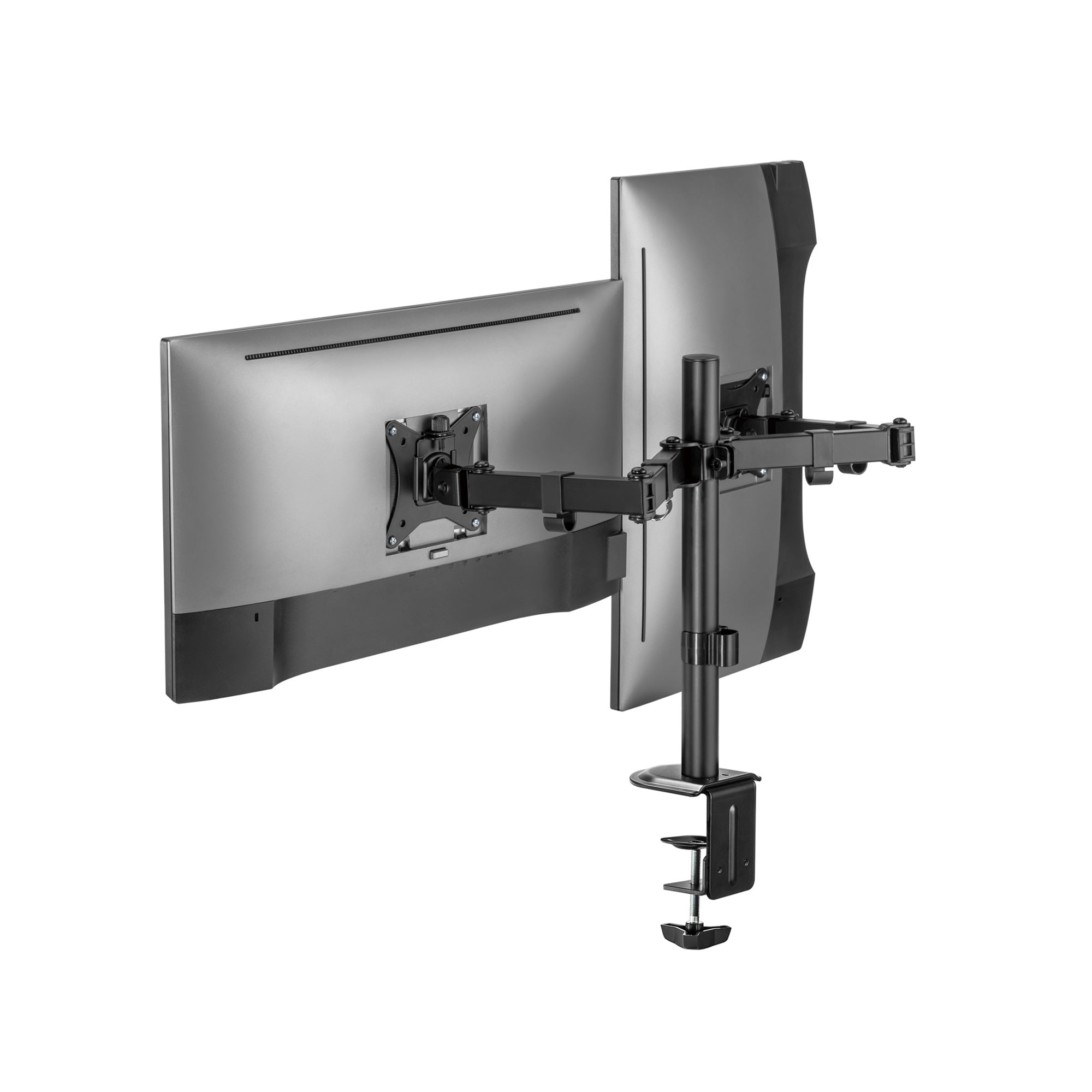 Dual Articulating Monitor Arm with Desk Clamp For 17"-32" Screens - Amer Mounts 2EZCLAMPMK