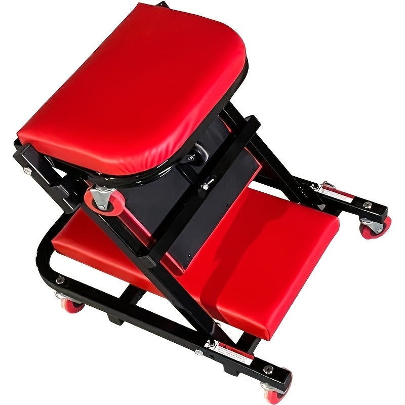 36-inch 2-in-1 Z Crooked Seats, 2-in-1 / Shop Crawler. Weight Capacity Chair Adjustable Roller Folding Car Crawler with 6 2.5-inch Wheels for Car Repair.Store, Lying Or Sitting, Red, Valentine's Day Gifts for Men, Boyfriends, Husbands, and Partners.