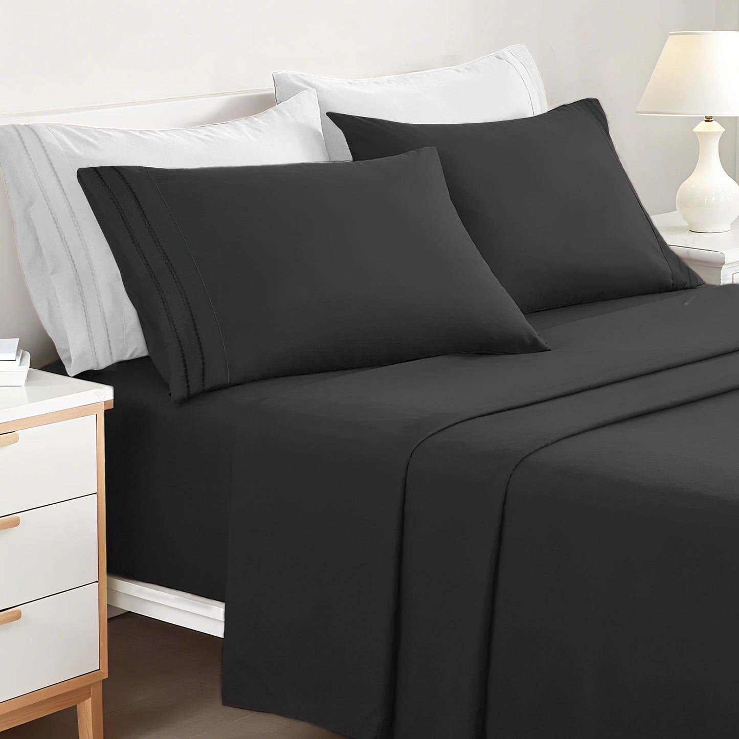 14-Inch Deep Pocket Bed Sheet Set – Lightweight Breathable Cooling, Wrinkle & Fade Resistant, Hotel Luxury Bedding, 3/4-Piece with Pillowcase, Flat & Fitted Sheet, Twin Full Queen King | ShopVora CA