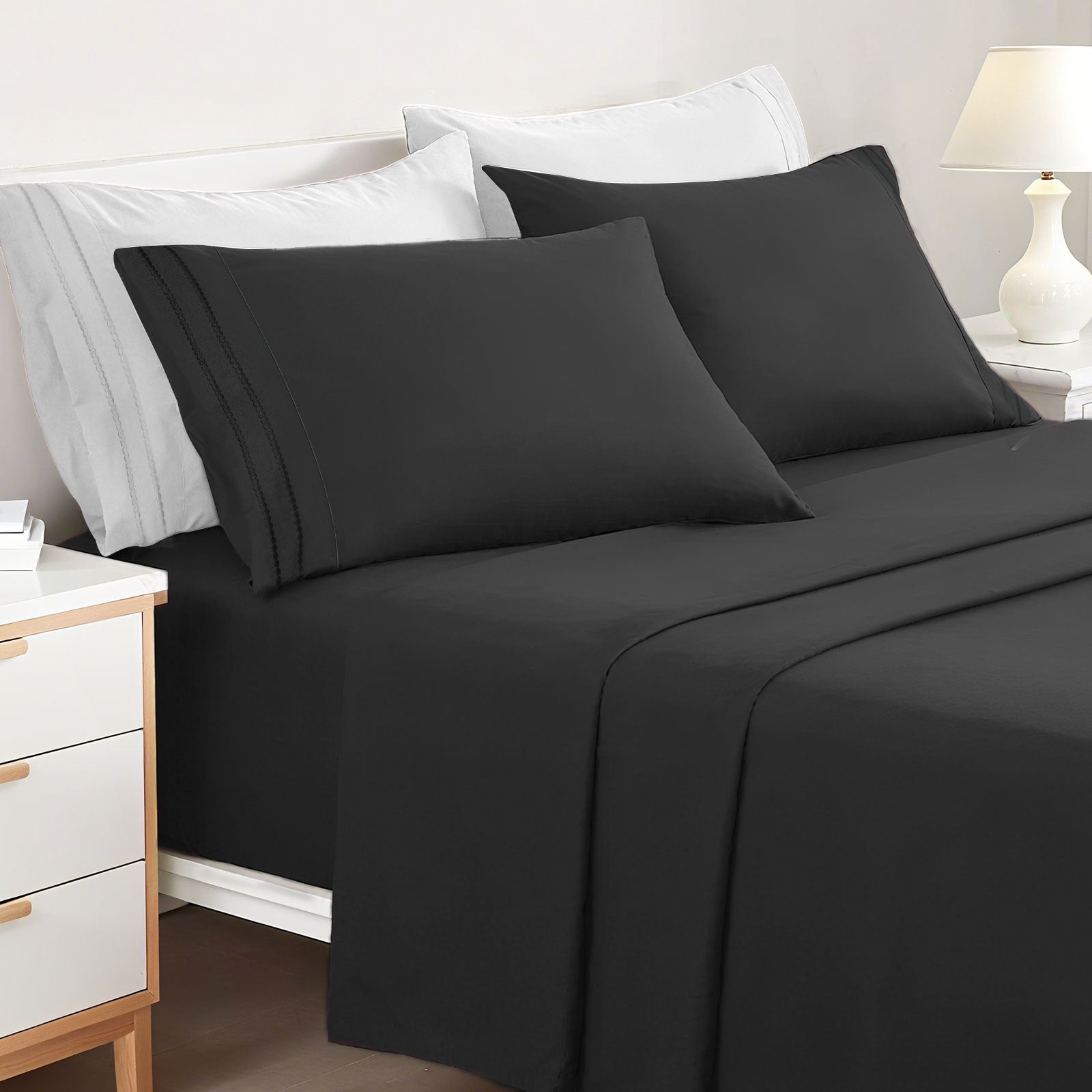 3/4pcs 14 Inch Deep Pocket Sheet Set – Lightweight, Breathable and Cooling – Wrinkle and Fade Resistant, Hotel Luxury–Ideal for Home, Dorms and Cool Summer Nights – Great Fall Winter Gift – Pillowcase, Flat Sheet, Fitted Sheet, Twin Full Queen King
