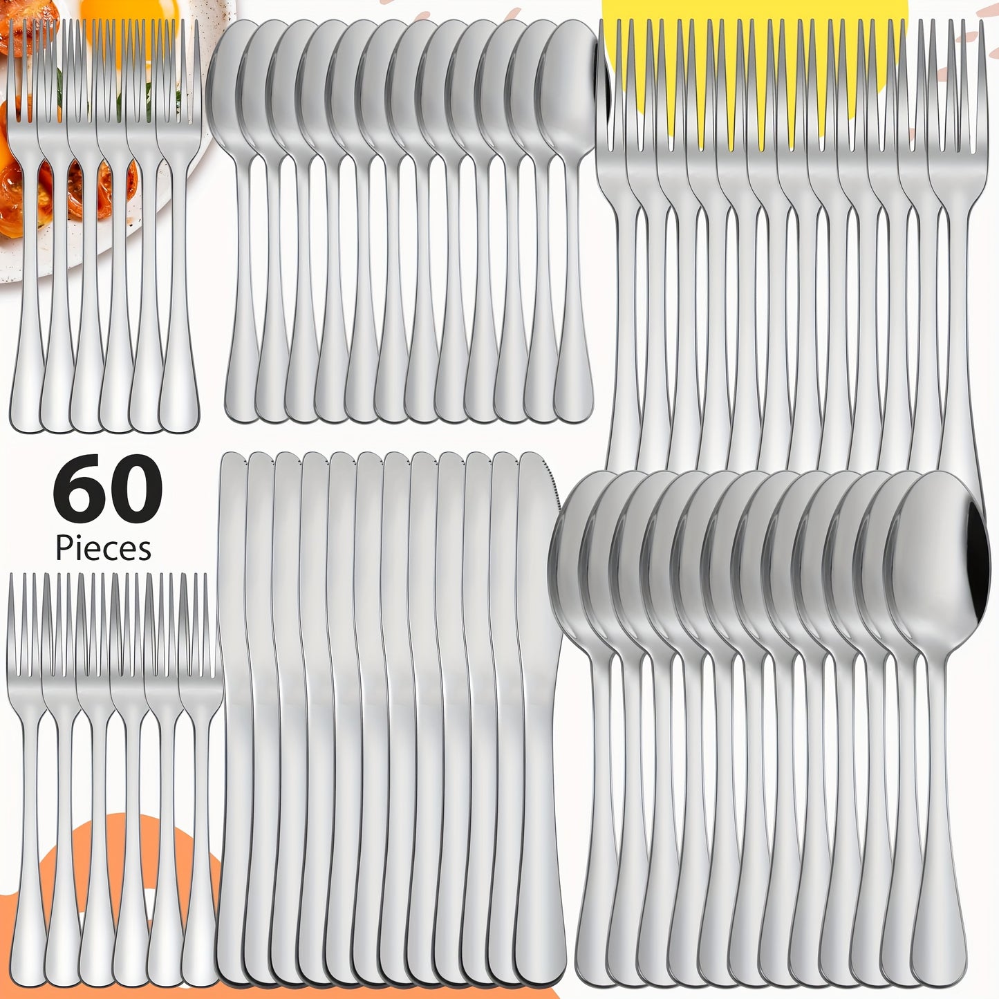 Stainless Steel Cutlery Set Multi-Size 20-120pcs – Mirror Polished Flatware for Home Kitchen Restaurant Hotel, Dishwasher Safe, Perfect for Weddings & Gifts