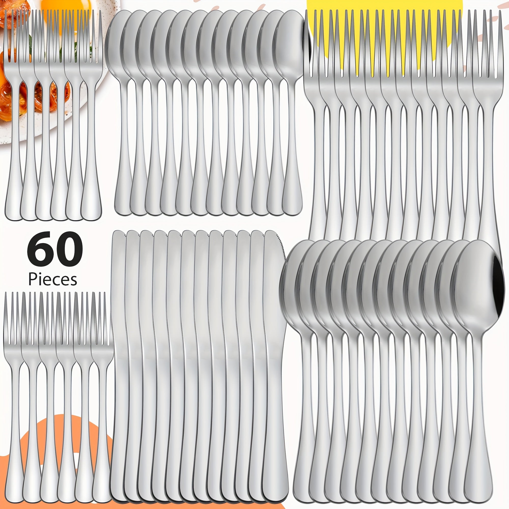 Stainless Steel Cutlery Set Multi-Size 20-120pcs – Mirror Polished Flatware for Home Kitchen Restaurant Hotel, Dishwasher Safe, Perfect for Weddings & Gifts