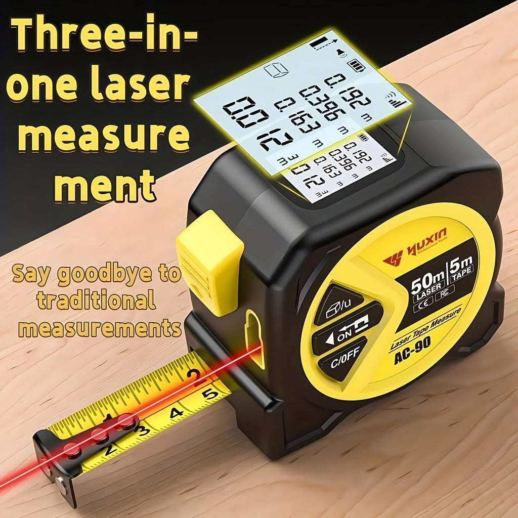 Measuring Tape New Model with USB Chargingdigital Measuring Tape, Laser Tape Measure with High Precision And Multi-function Three-in-one Infrared High-definition Intelligent Digital Display. Measuring Distance/Area/Volume, for Husband, Friends