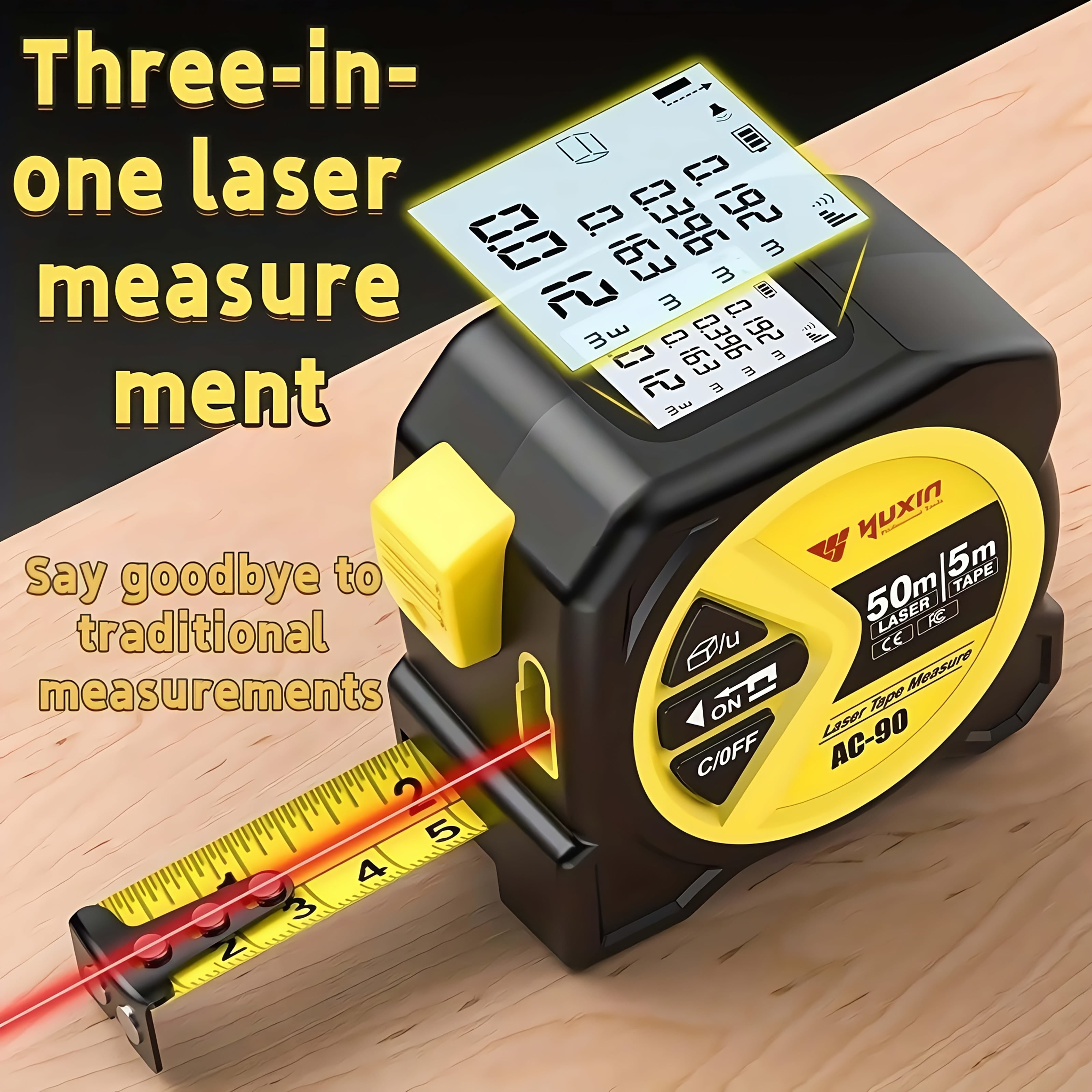 Measuring Tape New Model with USB Chargingdigital Measuring Tape, Laser Tape Measure with High Precision And Multi-function Three-in-one Infrared High-definition Intelligent Digital Display. Measuring Distance/Area/Volume, for Husband, Friends