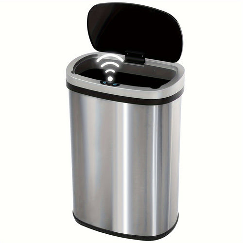 13 Gallon Stainless Steel Touchless Trash Can with Lid - Automatic Motion Sensor Kitchen Garbage Can 50L Anti-Fingerprint Mute Design Waste Bin for Home & Kitchen Organization
