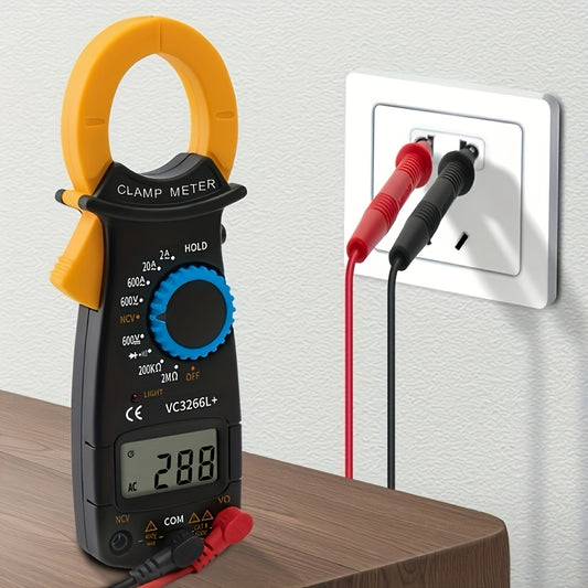 Clamp-On Multimeter Ammeter Set, Including Measuring Pen. 4000 Count, with Buzzer, Measuring Current, Voltage, Capacitance, Resistance, NVC Detection