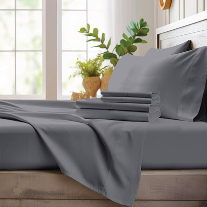 Extra Deep Pocket Cooling Bed Sheets Set – Breathable Wrinkle-Free Soft Bedding for Kids, Women & Men – Hotel Luxury Fitted Sheet Set, Light Blue, Twin Full Queen King
