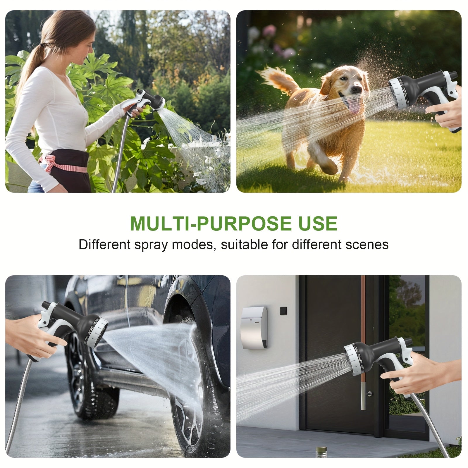VyGrow 50ft Heavy-Duty Stainless Steel Garden Hose - Puncture-Proof, No-Kink Flexible Design with 10-Function Nozzle for Yard, Lawn, Car Wash, Pet Cleaning & Outdoor Cleaning