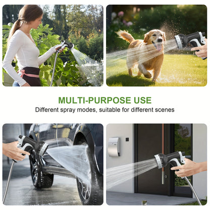Stainless Steel Garden Hose with 10-Function Nozzle – Heavy-Duty Puncture-Proof No-Kink Flexible Metal Hose for Yard, Lawn, Car Wash & Pet Cleaning, 25ft / 50ft / 100ft