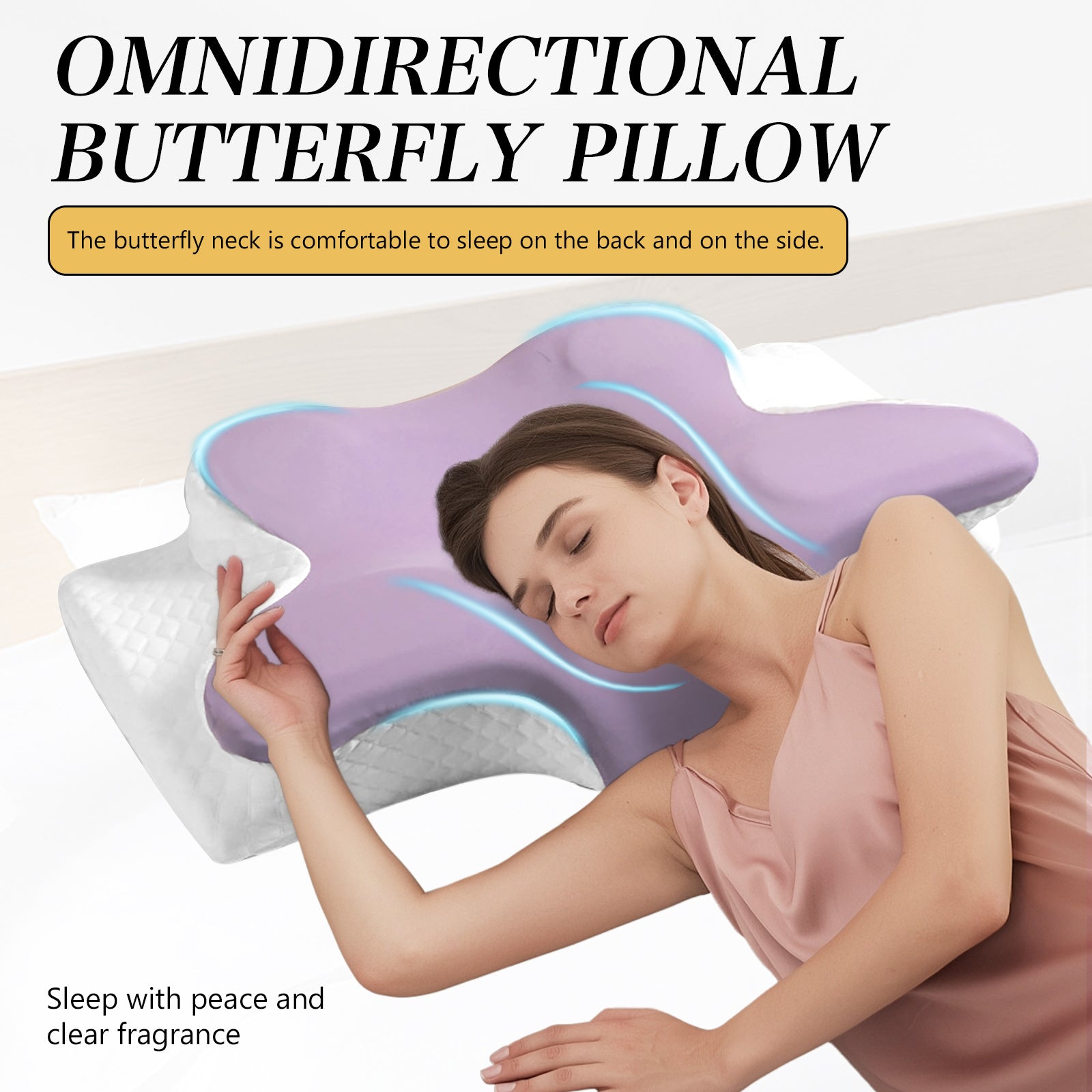 Memory Foam Cervical Neck Pillow Butterfly Shaped Orthopedic Slow Rebound, Ergonomic Neck Support for Back Side Stomach Sleepers – Neck & Shoulder Pain Relief Pillow