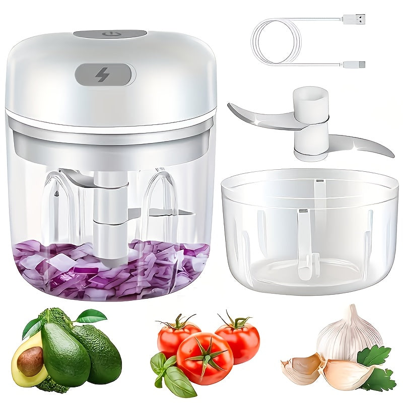 8.45oz Mini Rechargeable Garlic Chopper Meat Grinder with Refrigerator Magnet, Durable And Sturdy, Suitable for Crushing Garlic, Chili, Onion, Minced Meat, And Nuts