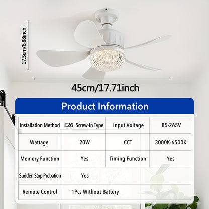 Socket Fan Light E26/E27 Screw-In Ceiling Fan with Light & Remote – Dimmable Small Ceiling Fan Bulb Replacement, Easy Install for Bathroom, Bedroom, Kitchen & Living Room Canada, Modern Style