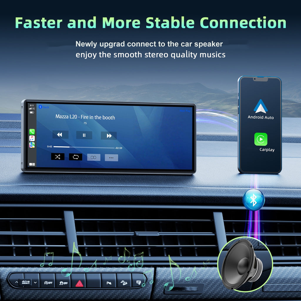 Lamtto 9.26 inch Car Stereo for Wireless Car play and Android Auto, Portable Carplay Screen for Car, with FM, GPS Navigation, AirPlay, AUX/FM, Bluetooth, Voice Control for Android 11+ (7-inch, 9-inch, and 9.26-inch models are available)