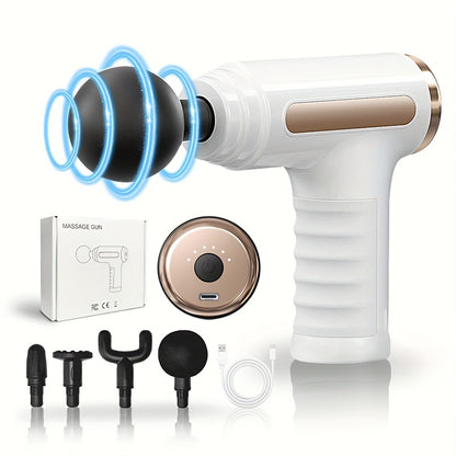Deep Tissue Massage Gun 10 Speed – USB Rechargeable Handheld Tapping Massager with 4 Massage Heads, Portable for Travel Home Gym, Electric Body Muscle Relaxer Fitness Gift | ShopVora CA