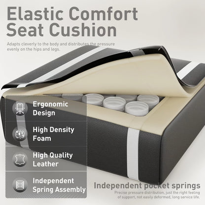 Massage Lumbar Gaming Chair with Pocket Spring Seat – High-Back PU Leather Computer Chair, Memory Foam Headrest, Retractable Footrest, 135° Recline, 360° Swivel, for Home Office & Gaming