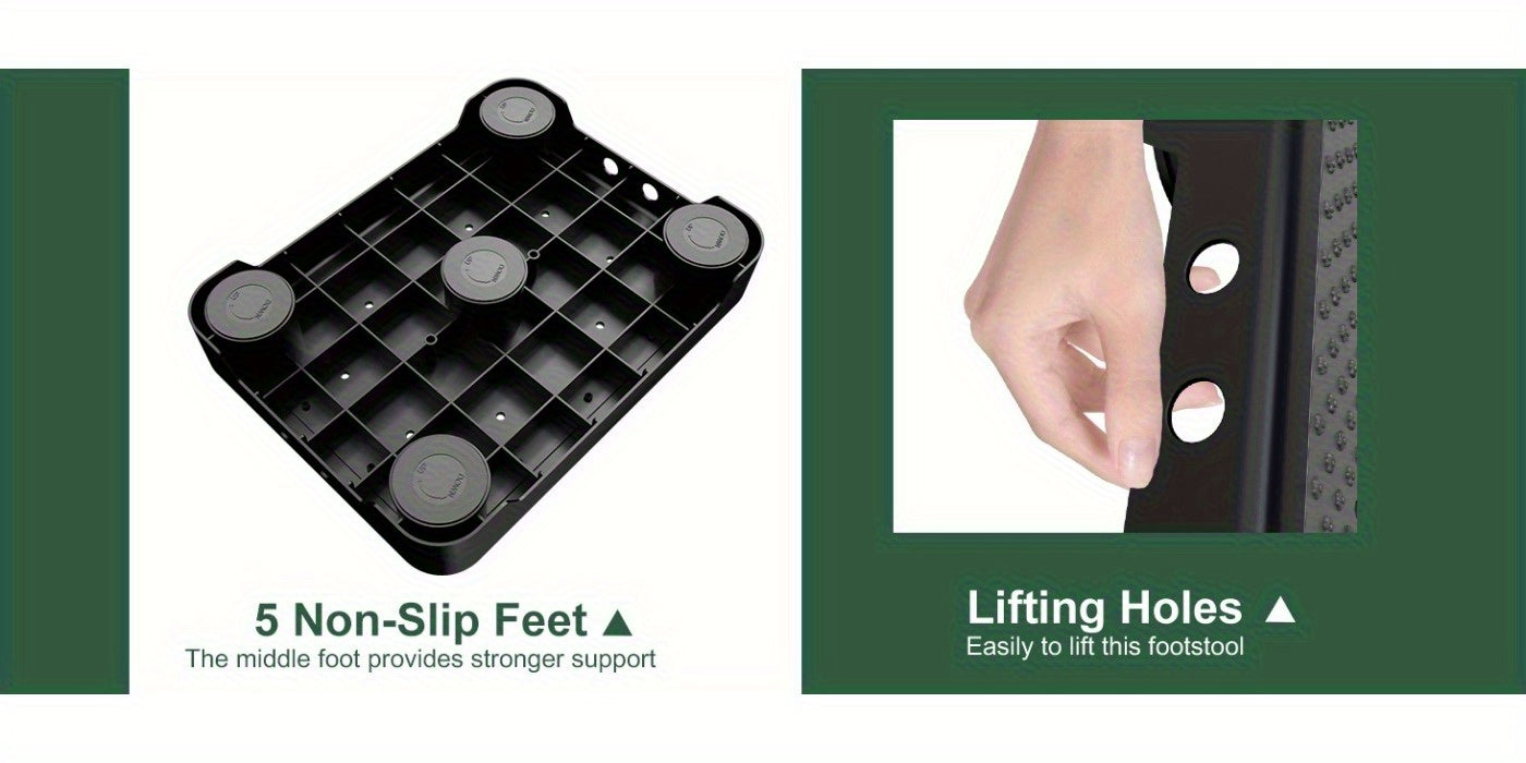 Non-Slip Step Stool with Adjustable Height & Anti-Slip Rubber Mat – 550 lb Capacity, Portable Polypropylene Mobility Aid for Elderly, Bathroom, Bed, Car, Stairs & Doorways | Indoor Outdoor Use