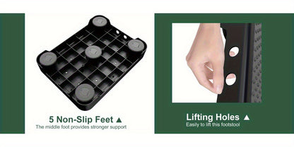 Non-Slip Step Stool with Adjustable Height & Anti-Slip Rubber Mat – 550 lb Capacity, Portable Polypropylene Mobility Aid for Elderly, Bathroom, Bed, Car, Stairs & Doorways | Indoor Outdoor Use
