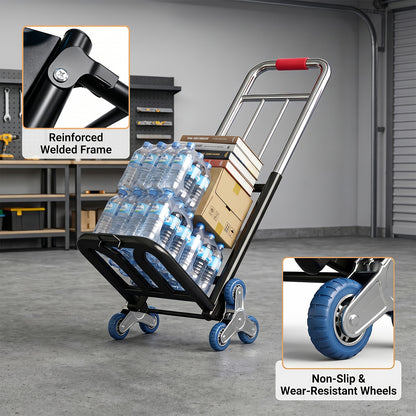 Stair Climbing Hand Truck Folding Dolly – Heavy Duty Portable Trolley Cart for Moving, Groceries, Luggage & Warehouse Use | Load-Bearing Utility Cart