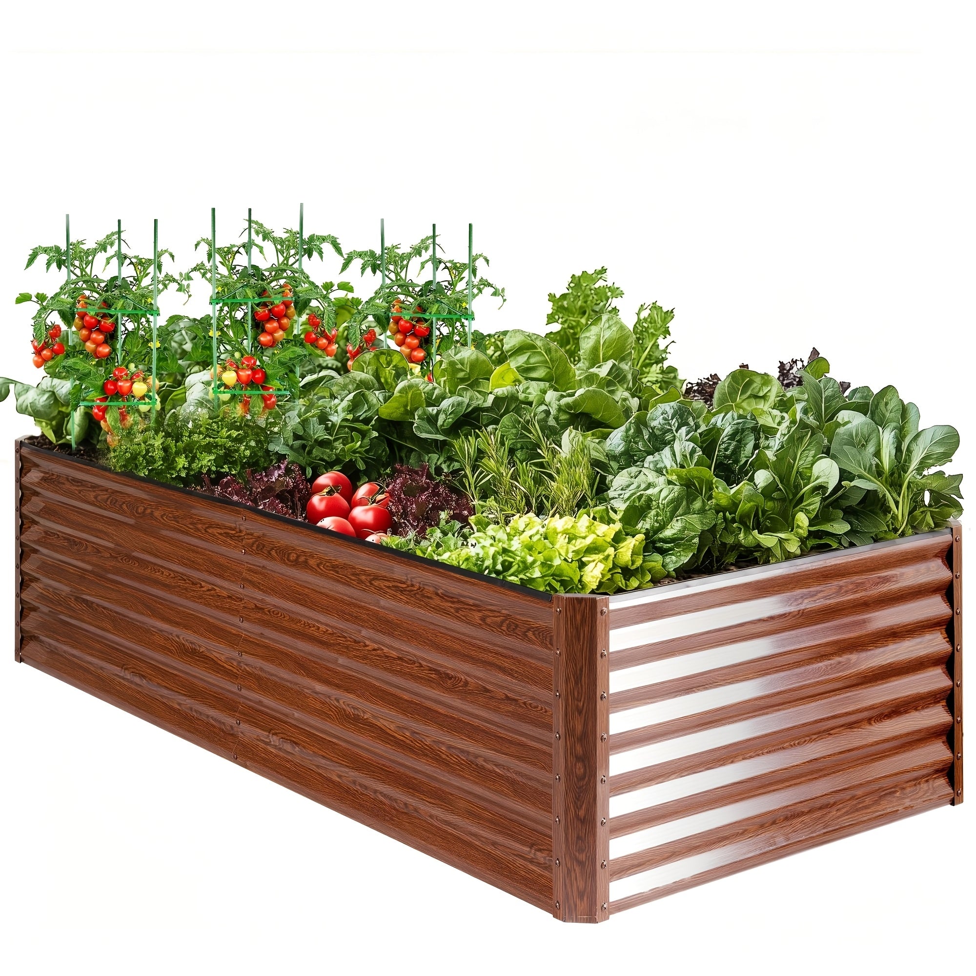 soges Raised Garden Bed, 8 x 4 x 2ft Elevated Galvanized Planter Box Stand with 3 Ground Stakes & Rubber, Outdoor Above Ground Planter Extra Large Garden Box Kits for Garden, Patio, Backyard