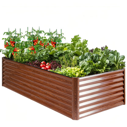 Extra Large Elevated Raised Garden Bed 8x4x2ft – soges Galvanized Planter Box Stand with 3 Ground Stakes & Rubber Feet, Above Ground Garden Kit for Vegetables Herbs Flowers – Patio Backyard