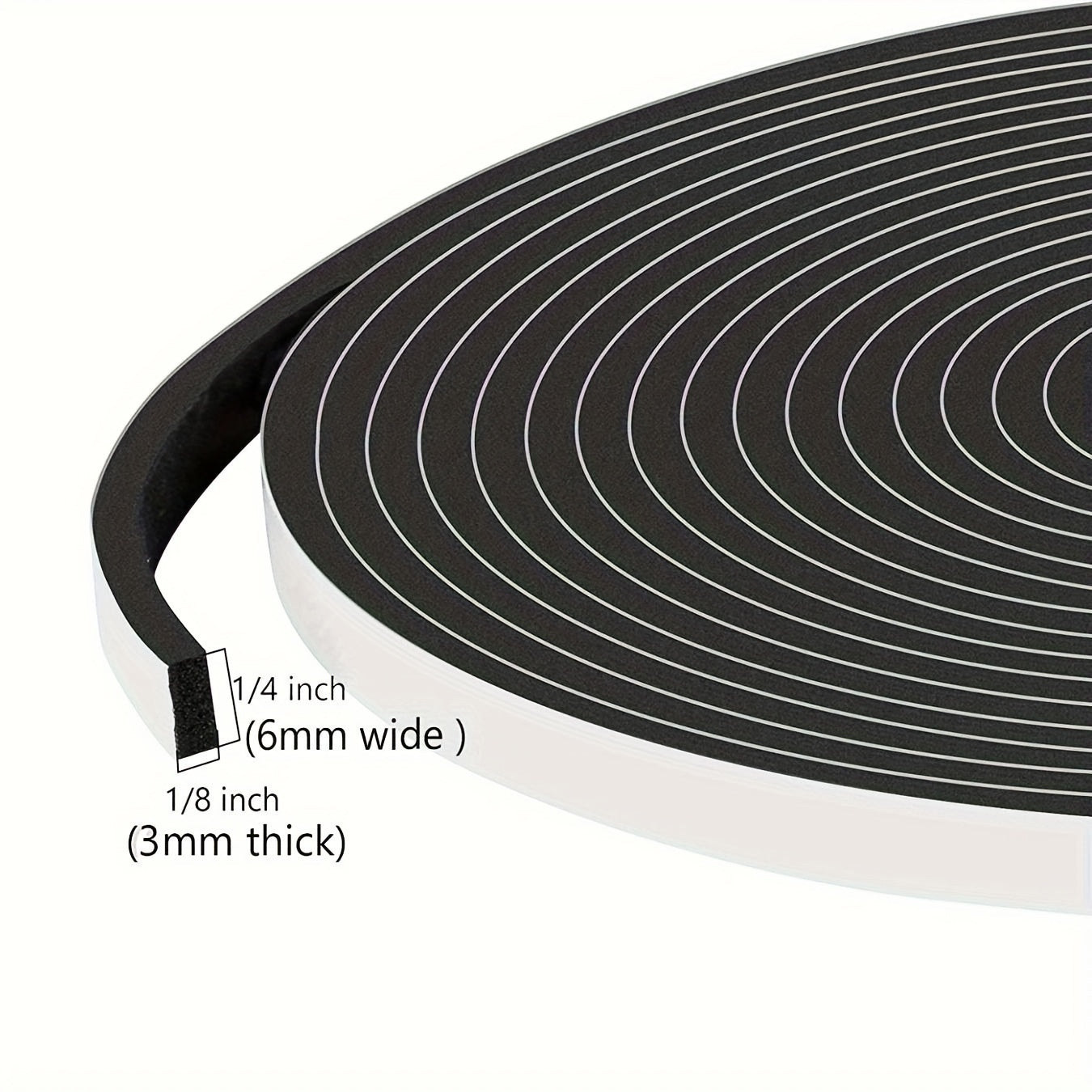 50ft Weather Stripping Door Seal Strip - High Density Foam Insulation Tape Roll for Door Frame, Window & Air Conditioner Gaps - Energy Saving Draft Stopper, Soundproof & Weatherproof Seal