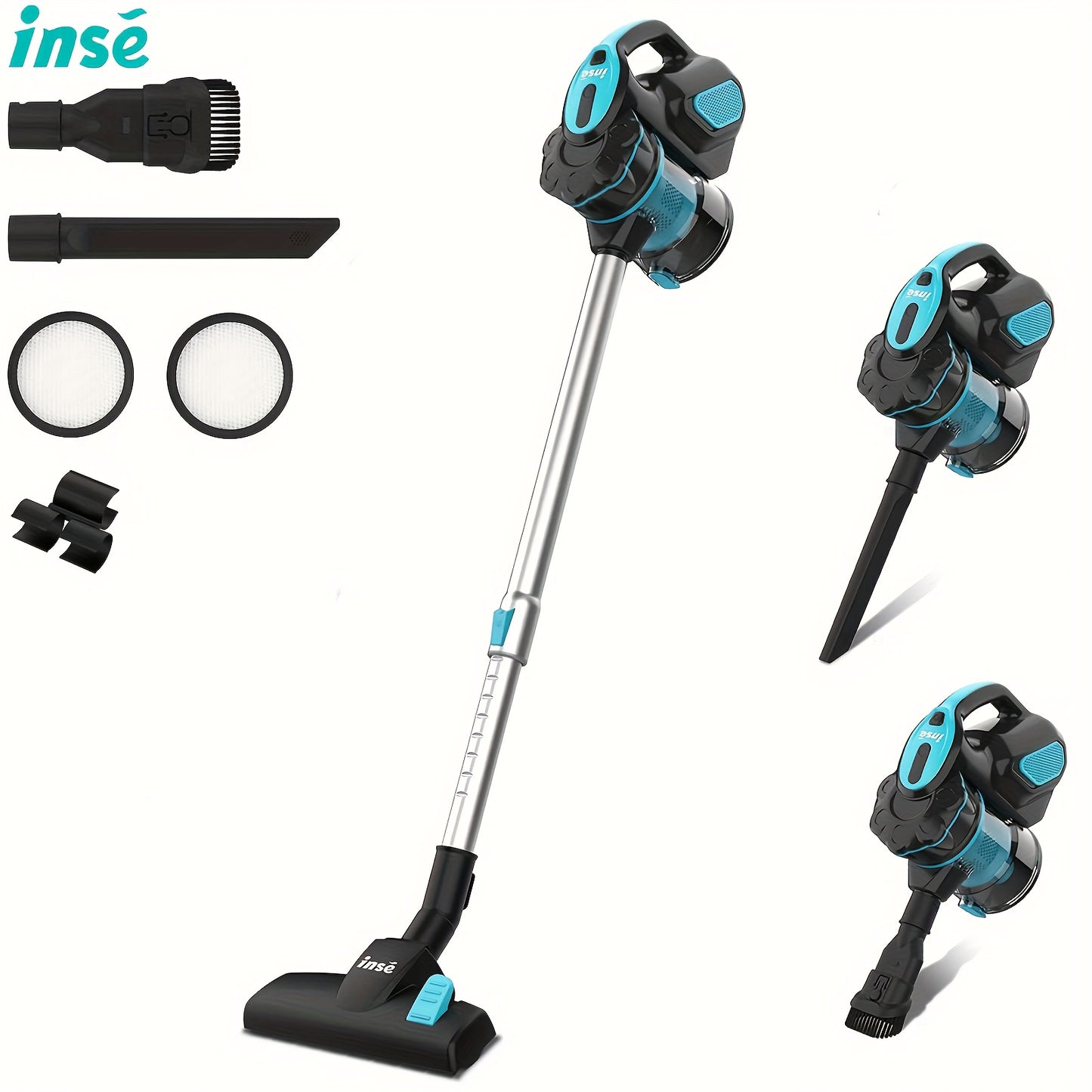 Corded Stick Vacuum Cleaner 600W 18000Pa INSE I5 – Powerful Suction Cyclone Filter, Pet Hair Hardwood Floor & Carpet, Washable Filter, Handheld Corded Vacuum for Home Canada, Blue