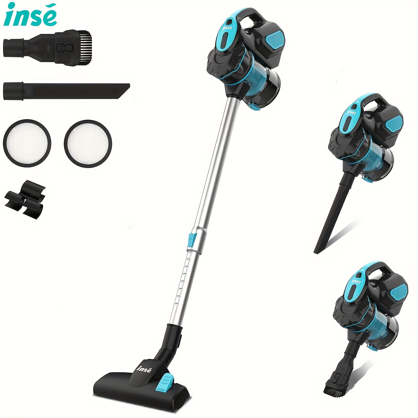 Corded Stick Vacuum Cleaner 600W 18000Pa INSE I5 – Powerful Suction Cyclone Filter, Pet Hair Hardwood Floor & Carpet, Washable Filter, Handheld Corded Vacuum for Home Canada, Blue