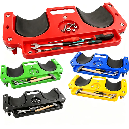 Ergonomic Rolling Knee Board with Tool Tray - Comfortable Cushioning, Suitable for Workers and Carpenters, Ideal for Floor Painting and Auto Repair, Red and Black, Durable ABS Material. Valentine's Day Gifts for Men, Boyfriends