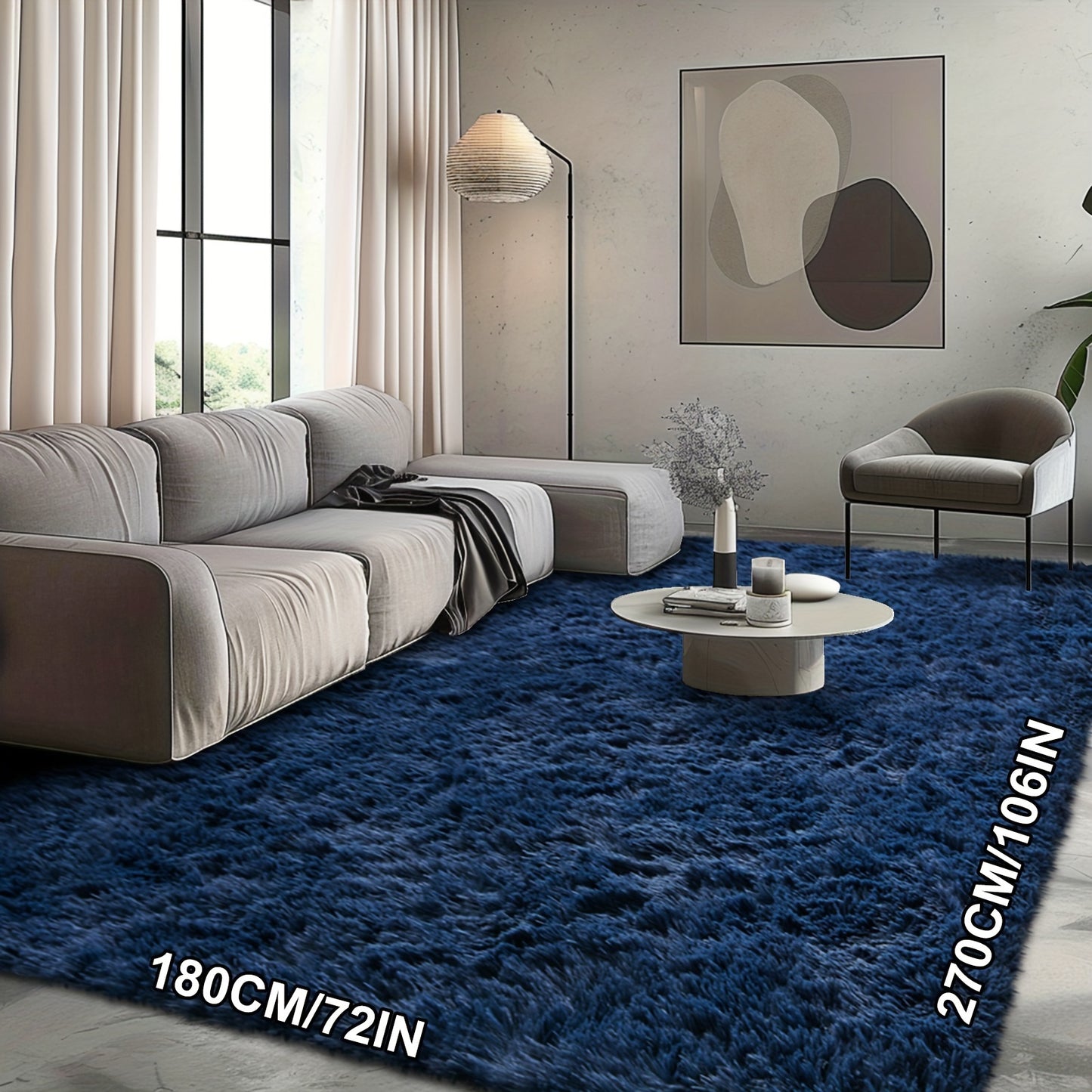 Fluffy Soft Area Rug – Luxury Non-Slip Indoor Carpet for Living Room, Bedroom & Home Decoration, Ultra-Plush Floor Rug, 7 Colours & 5 Sizes, Tie-Dye Black White Navy Blue Grey