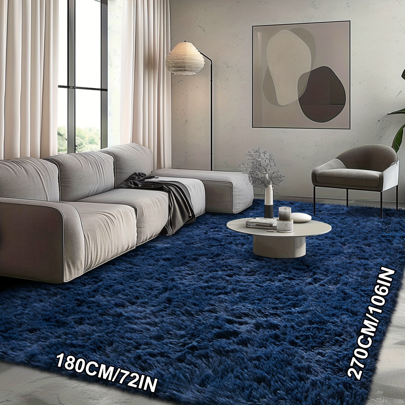 Fluffy Soft Area Rug – Luxury Non-Slip Indoor Carpet for Living Room, Bedroom & Home Decoration, Ultra-Plush Floor Rug, 7 Colours & 5 Sizes, Tie-Dye Black White Navy Blue Grey