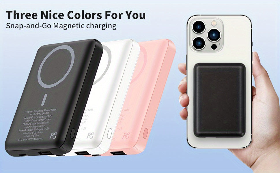 Magnetic Wireless Power Bank 5000mAh MagSafe Compatible 16W Wireless + 10W Wired Dual Output USB-C Mini Portable Charger for iPhone 15 16 Android - Canada