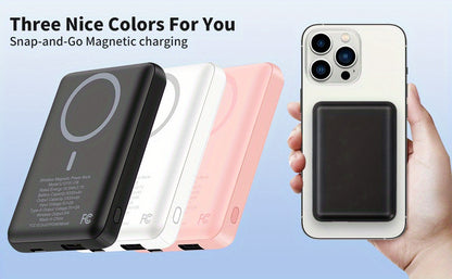 Magnetic Wireless Power Bank 5000mAh MagSafe Compatible 16W Wireless + 10W Wired Dual Output USB-C Mini Portable Charger for iPhone 15 16 Android - Canada